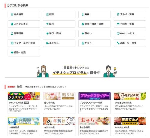 A8.netが取り扱う広告ジャンルの豊富さ